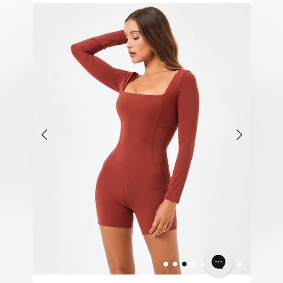 New L Space Alister Romper Umber Long Sleeve Athletic Yoga Gym Active Medium - Picture 5 of 16